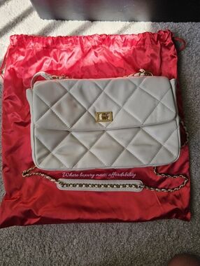 Quilted White Flap Bag